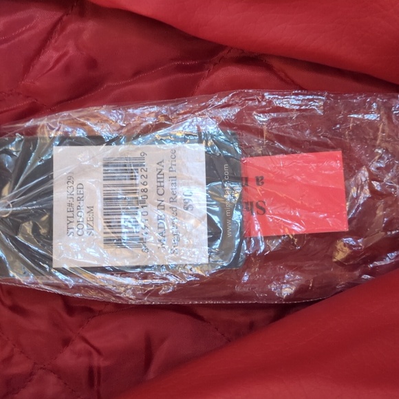 Yoki Red Faux Leather Motorcycle Jacket Detachable Faux Shearling Collar Lined M - Picture 4 of 12